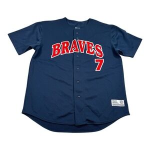 Vtg Atlanta Braves Jersey Shirt #7 Francoeur MLB Baseball True Fan Size Large